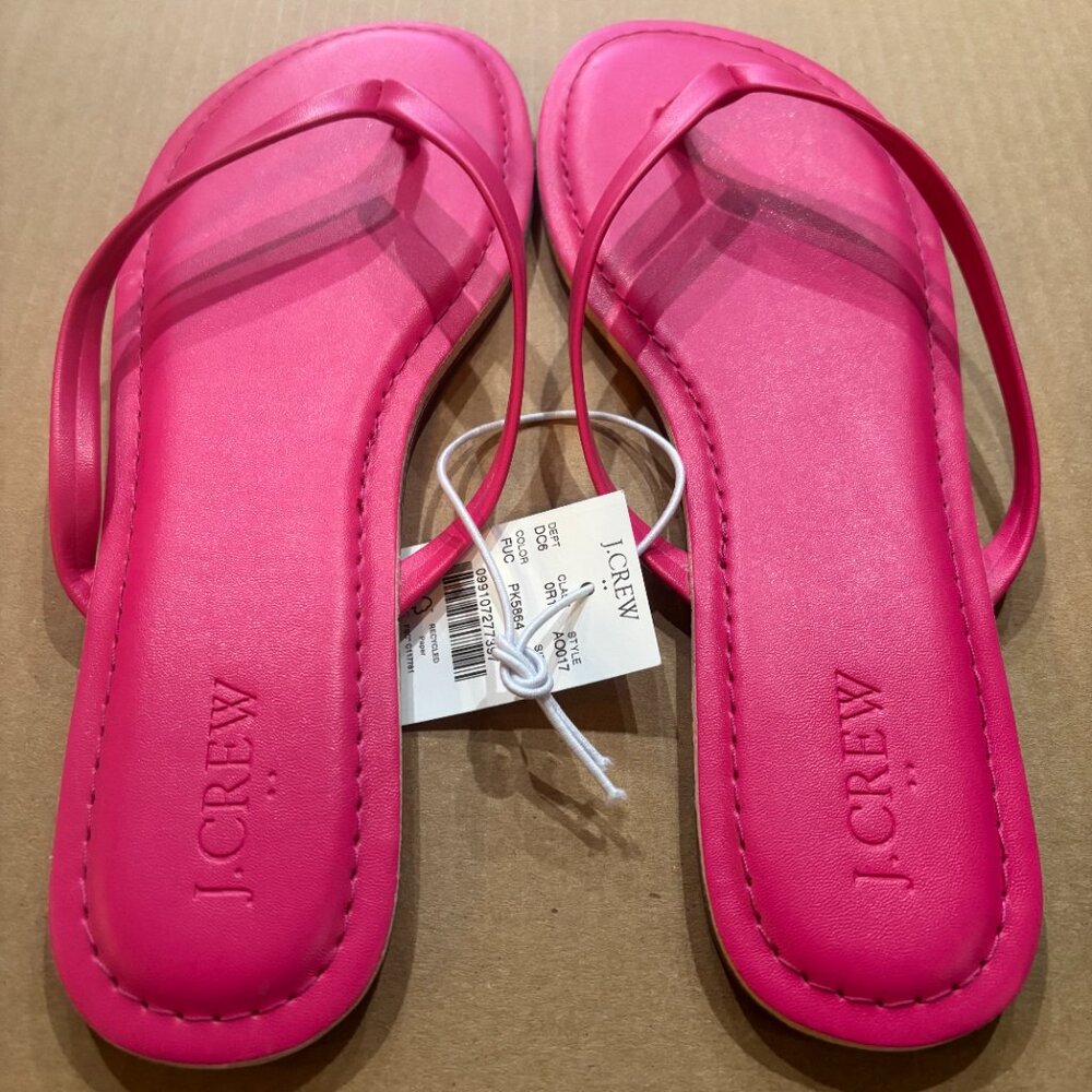 J. Crew SZ: 9M Fuscia Pink Easy Summer Flip Flops - Picture 3 of 13